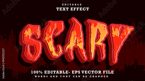 3d Grunge Word Scary Editable Text Effect Design, Effect Saved In Graphic Style