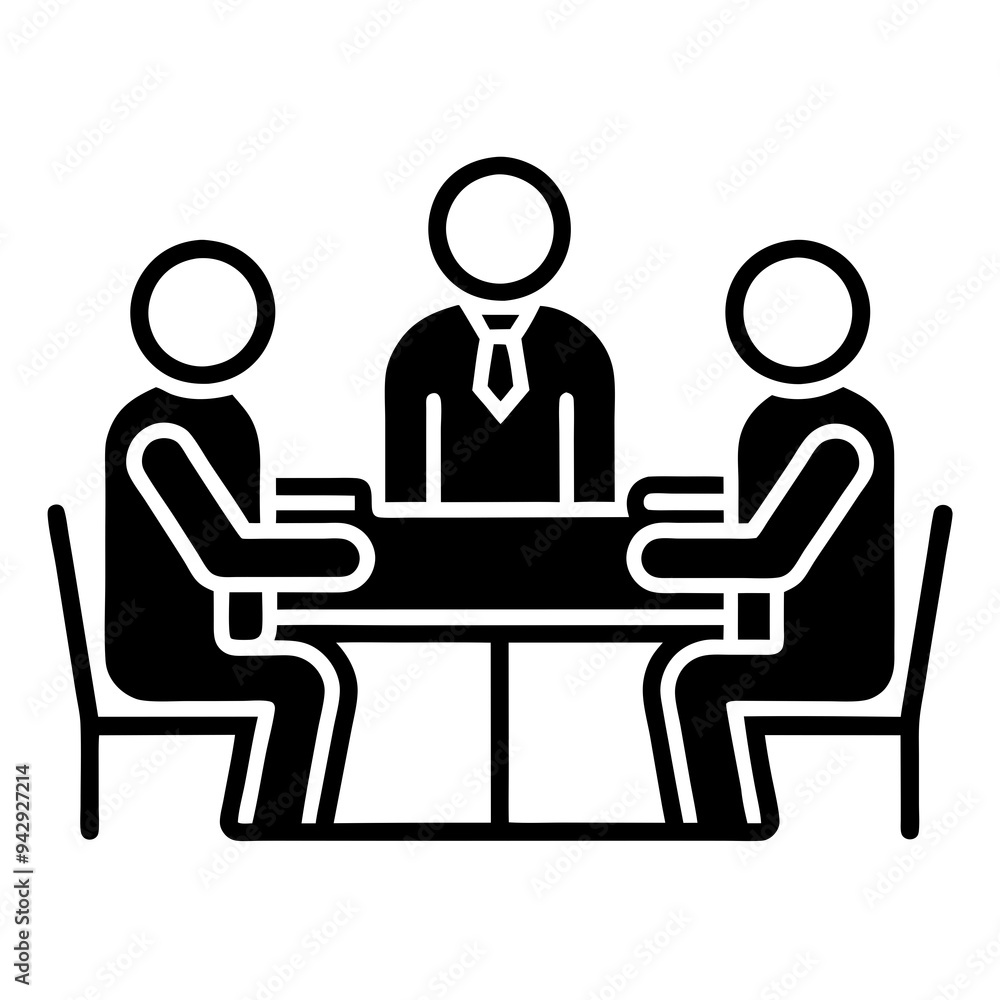 Small business meeting vector linear illustration Small business meeting vector linear illustration