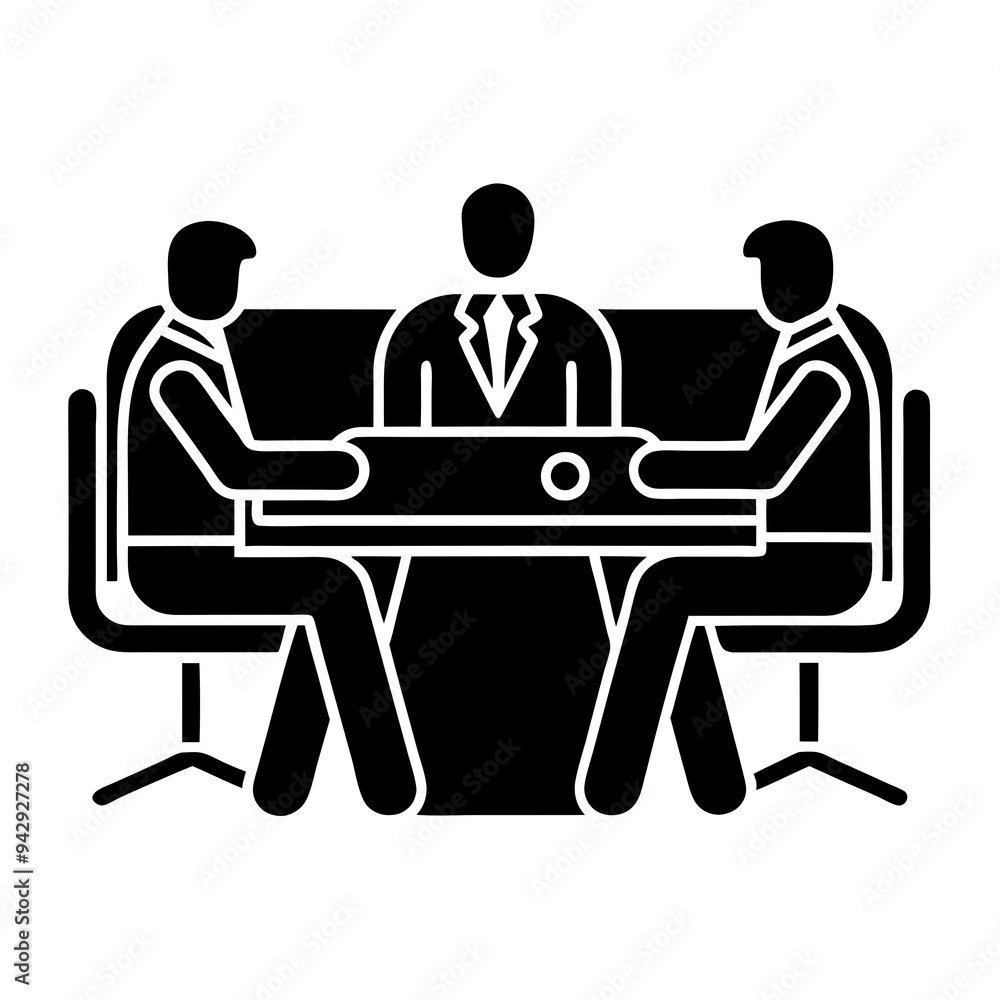 Small business meeting vector linear illustration Small business meeting vector linear illustration