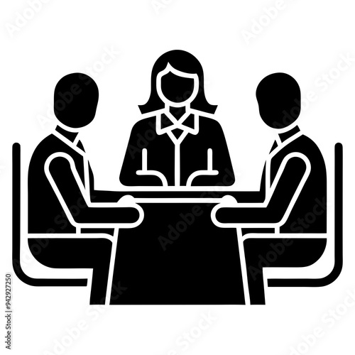 Small business meeting vector linear illustration