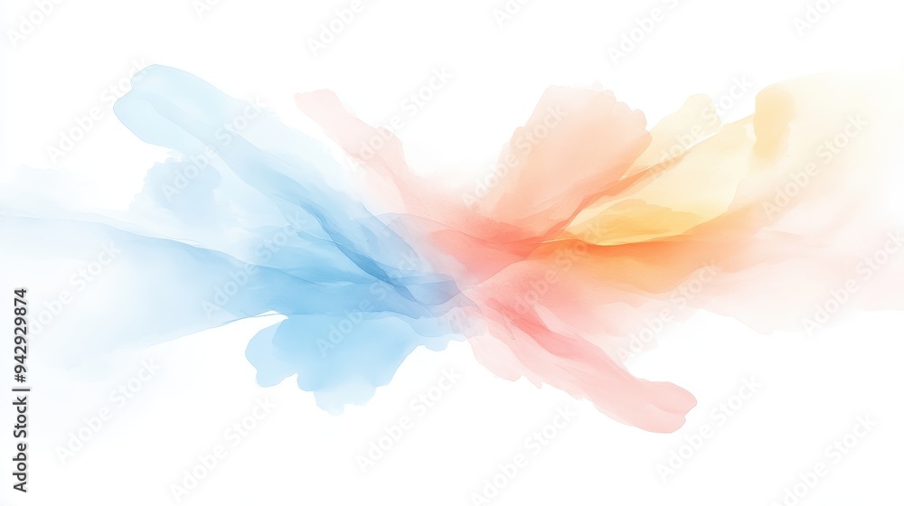 A colorful painting of a rainbow with a blue and orange stripe. The painting is abstract and has a sense of movement A colorful painting of a rainbow with a blue and orange stripe. The painting is abstract and has a sense of movement