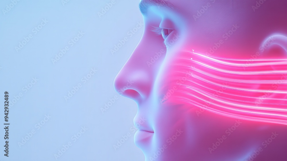 A man's face with a red line on his cheek A man's face with a red line on his cheek
