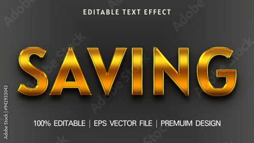 Saving text Golden style 3d editable text effect style