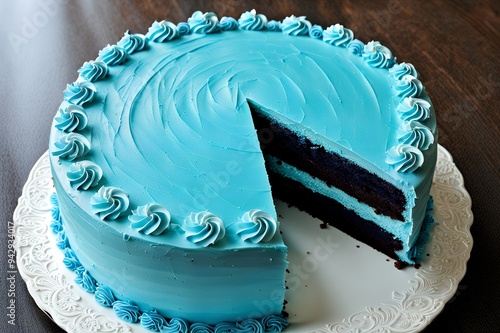 blue cake on a plate