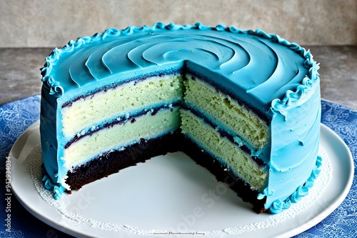blue cake on a plate