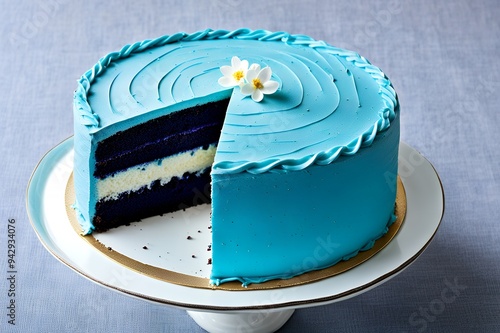 blue cake on a plate
