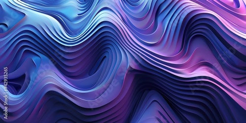 Abstract pink purple liquid metal background. Holographic chrome smooth gradient waves industrial backdrop. Shining bent surface with ripples, reflections. Swirl blue fluid melting wavy flowing motion