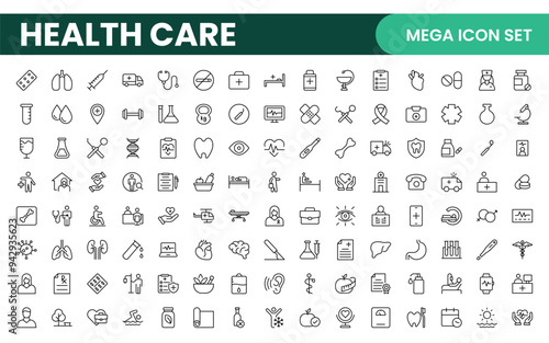 Healthcare, Medical and Medicine related editable line icon set. modern icon illustration collection.