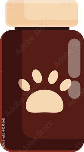 Dark brown bottle featuring a paw print, suggesting it contains medicine or vitamins for pets