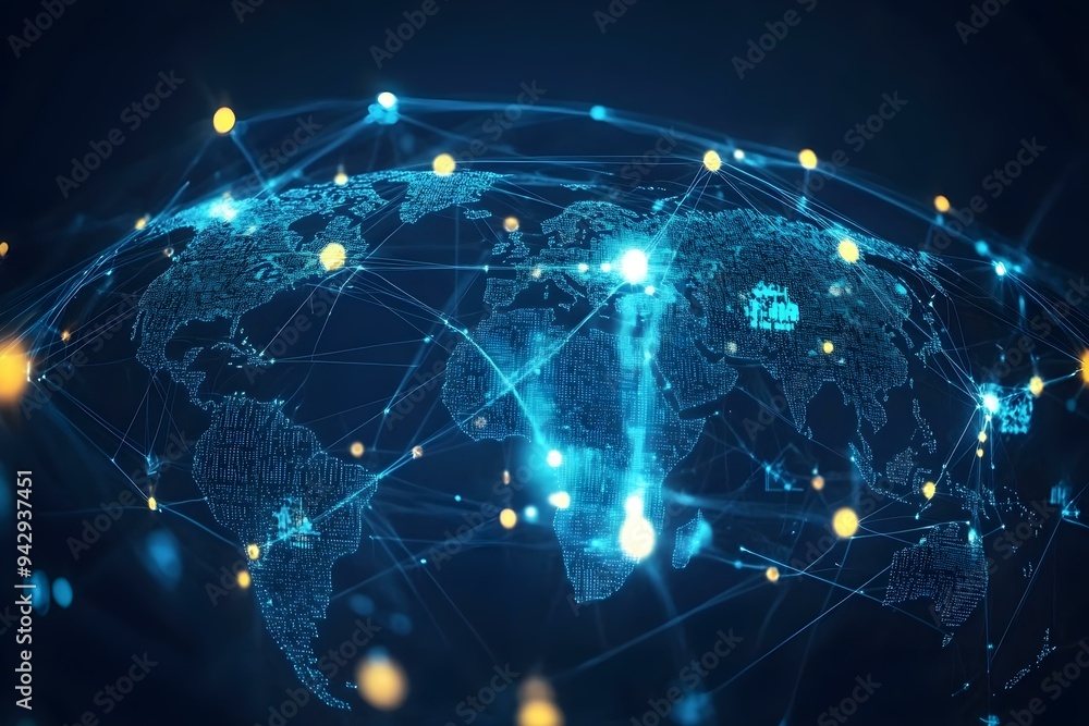 Fototapeta premium Global Network Connection - Digital Map