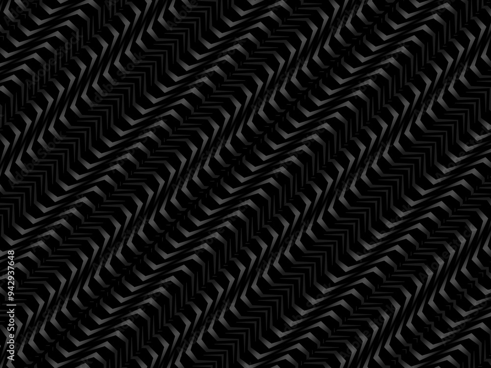 Black abstract background design. Modern metal, steel, iron pattern (guilloche curves) in monochrome colors. Premium texture for banners, business backgrounds. Dark horizontal vector template. Black abstract background design. Modern metal, steel, iron pattern (guilloche curves) in monochrome colors. Premium texture for banners, business backgrounds. Dark horizontal vector template.