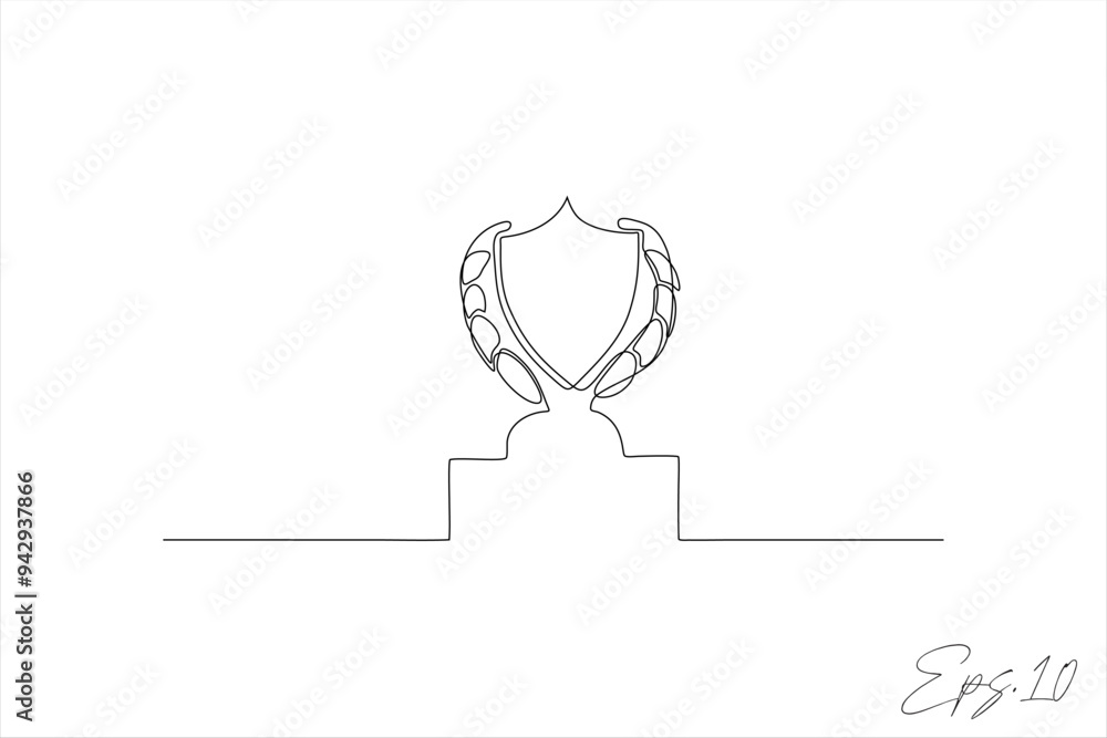 Obraz premium continuous line vector illustration of people sport championship trophy