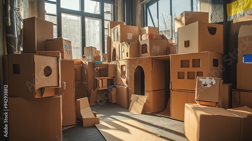 cardboard box fort built with creativity and imagination
