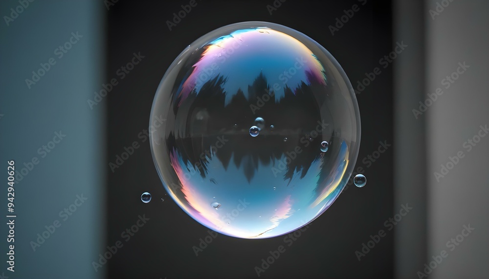 Fototapeta premium Water bubble. Soap bubble. Glass ball. Water background