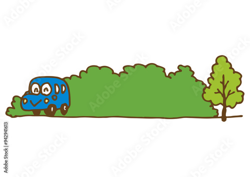 車と植栽のタイトルバック
