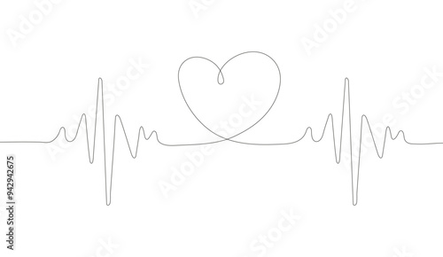 continuous line representing a heartbeat. The design symbolizes heart health, heart attacks, and the treatment of cardiovascular diseases.