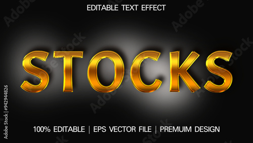 Stocks text Golden style  3d editable text effect style