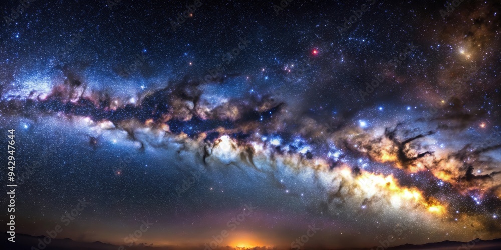 View of the Milky Way galaxy with stars and nebulae visible, Milky Way, galaxy, stars, nebulae, space View of the Milky Way galaxy with stars and nebulae visible, Milky Way, galaxy, stars, nebulae, space