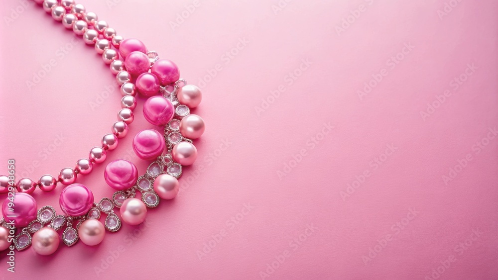 Obraz premium Pink necklace on a soft pink background, pink, necklace, jewelry, accessory, feminine, elegant, fashion, beauty, luxury