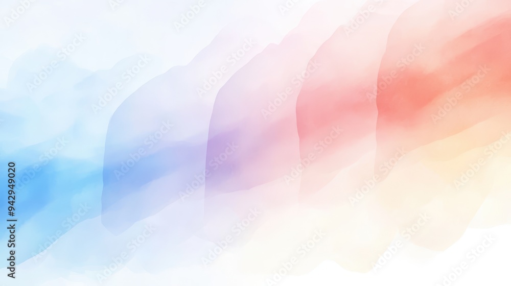 Fototapeta premium A colorful watercolor painting with a blue, red, and yellow gradient. The colors are vibrant and the brushstrokes are visible, giving the painting a lively and energetic feel
