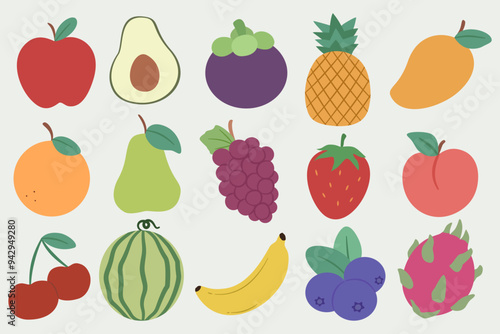 Set of various fruit vectors