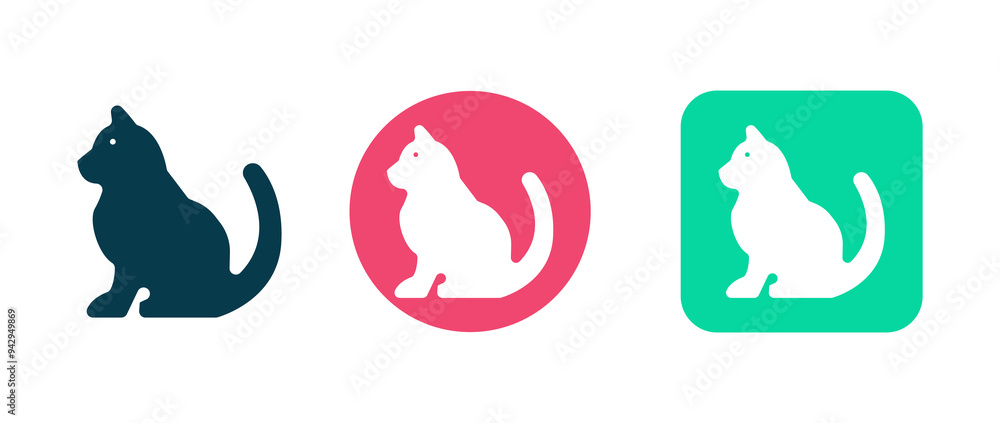 cat icon set. simple flat vector cat icon set. simple flat vector