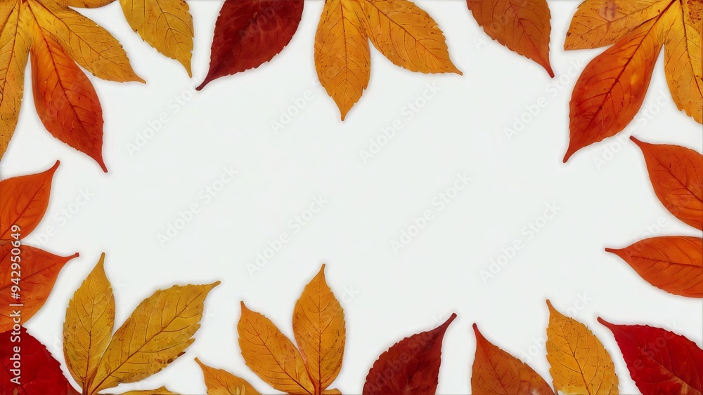 Autumnal Maple Leaves Creating a Frame on White Autumnal Maple Leaves Creating a Frame on White
