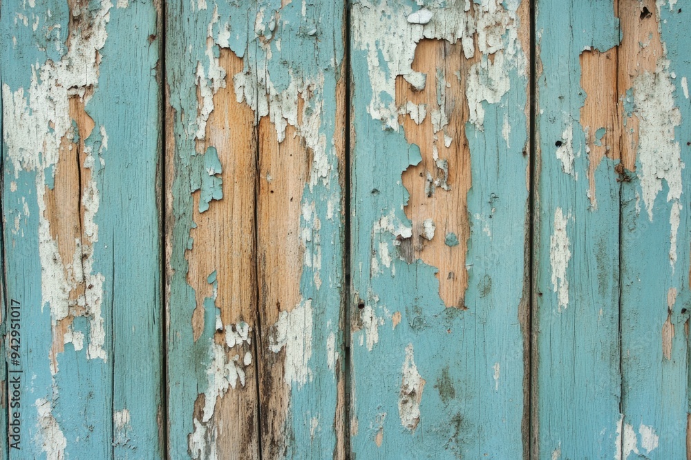 Weathered Wooden Surface with Peeling Blue Paint Weathered Wooden Surface with Peeling Blue Paint