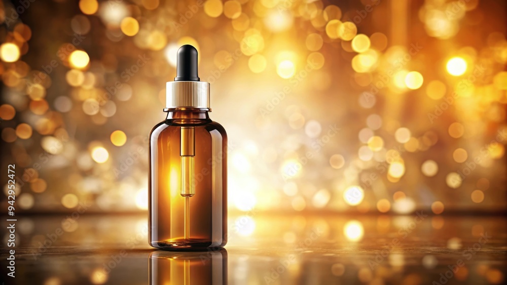 Beautifully crafted dropper bottle with warm glow, containing skincare essentials , luxury, elegant, beauty, skincare Beautifully crafted dropper bottle with warm glow, containing skincare essentials , luxury, elegant, beauty, skincare