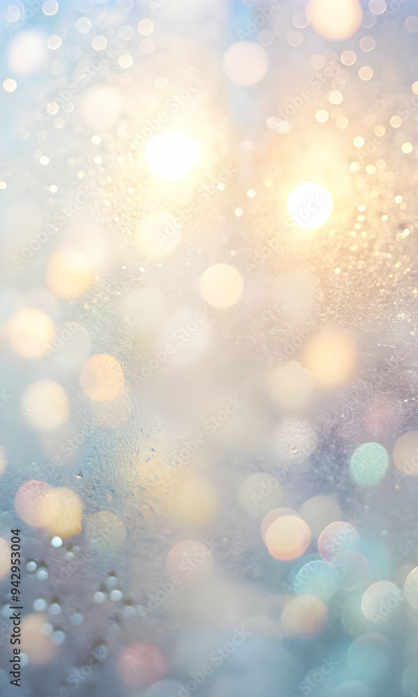 Obraz premium City Lights Through Misty Glass: A mesmerizing abstract of blurred city lights seen through a rain-streaked window, evoking a sense of tranquility and urban mystery. 