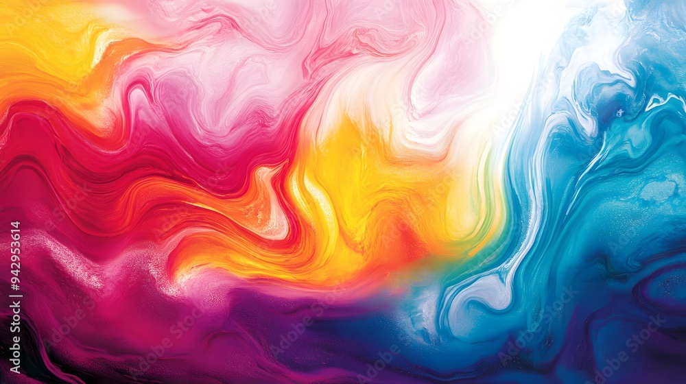 Fototapeta premium Ink Splash Abstract Art: Wavy Patterns and Fluid Shapes for a Dynamic and Lively Wallpaper Design