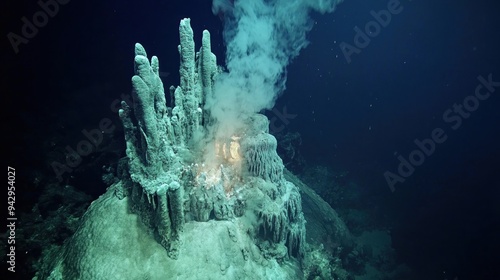 Hydrothermal Vent Eruption in the Deep Sea photo