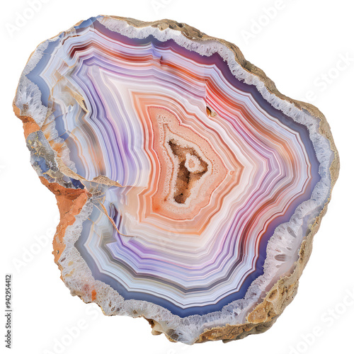 Beautiful Agate top view isolate on transparency background