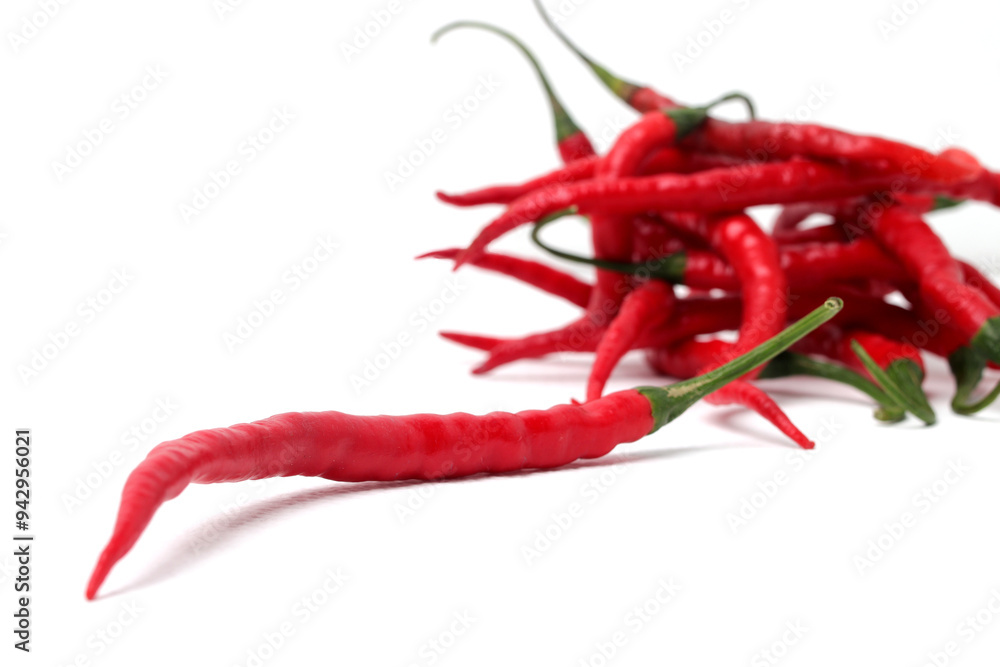 Fresh Curly Red chili peppers (Cabai Merah Keriting) Isolated on a white background Fresh Curly Red chili peppers (Cabai Merah Keriting) Isolated on a white background