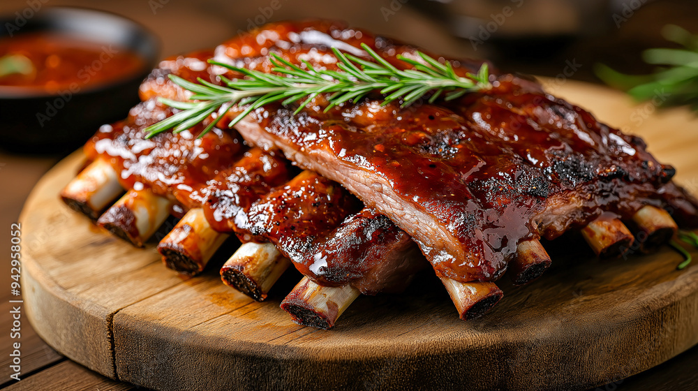 Sizzling Juicy Ribs Glazed with Sticky Barbecue Sauce