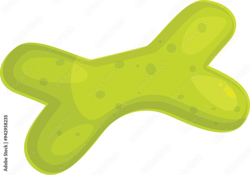 Naklejka premium Simple cartoon illustration of a green bacteria or virus, perfect for illustrating concepts of disease, infection, and germs