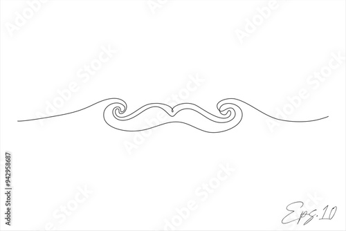 continuous line vector illustration of mustache