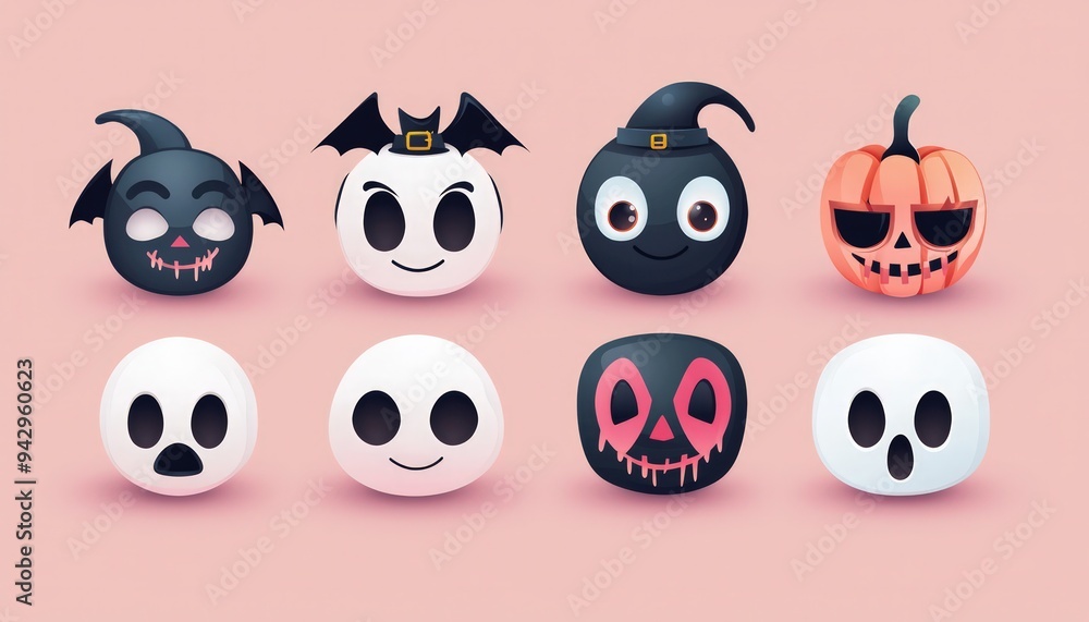 Fototapeta premium Simple vector illustration of Halloween devil and angel masks.