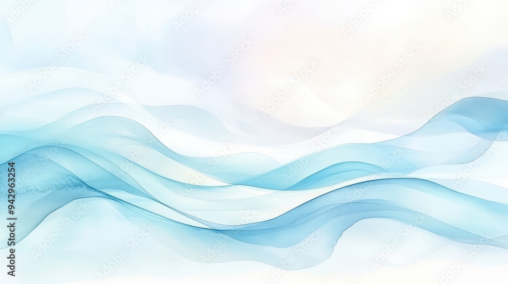 Obraz premium A blue wave with white clouds in the background. The blue color of the wave is very vivid and the white clouds add a sense of calmness to the scene