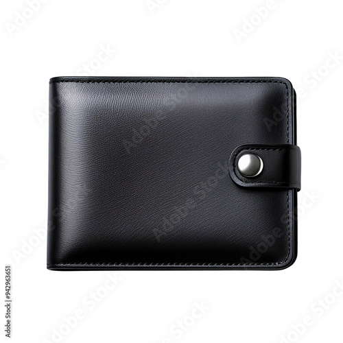 Close-Up Shot of a Sleek Black Leather Wallet with Buttoned Closure