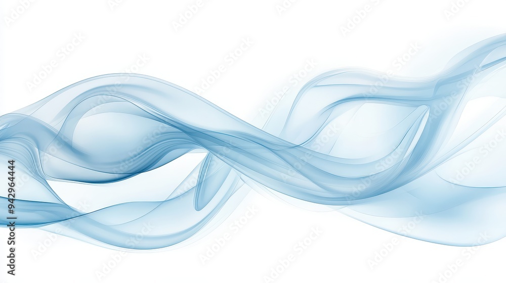 Fototapeta premium A blue wave with a white background. The blue color of the wave is very vivid and it looks like it's moving
