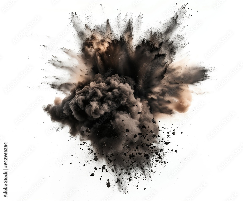 Realistic dust explosion on a white background Realistic dust explosion on a white background
