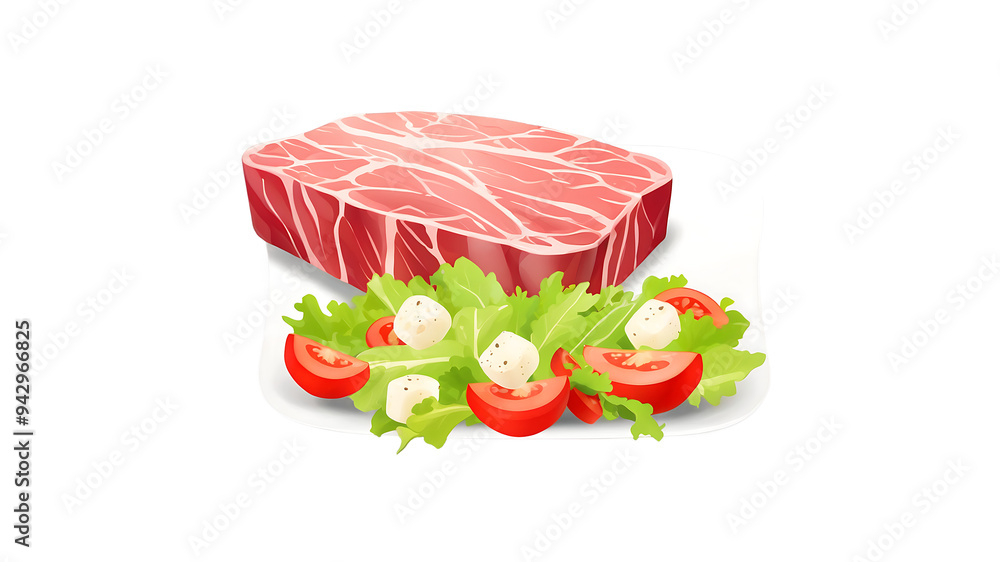 raw meat and vegetables png, Mix of beef meat cubes and salad isolated on a clean PNG background, delicious combination of protein and fresh vegetables, ideal for culinary recipes, meal preparation vi raw meat and vegetables png, Mix of beef meat cubes and salad isolated on a clean PNG background, delicious combination of protein and fresh vegetables, ideal for culinary recipes, meal preparation vi
