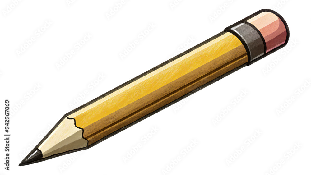 Wooden pencil isolated on white background, perfect for school, office, or art projects Wooden pencil isolated on white background, perfect for school, office, or art projects