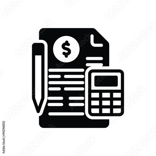 Black solid icon for accounting
