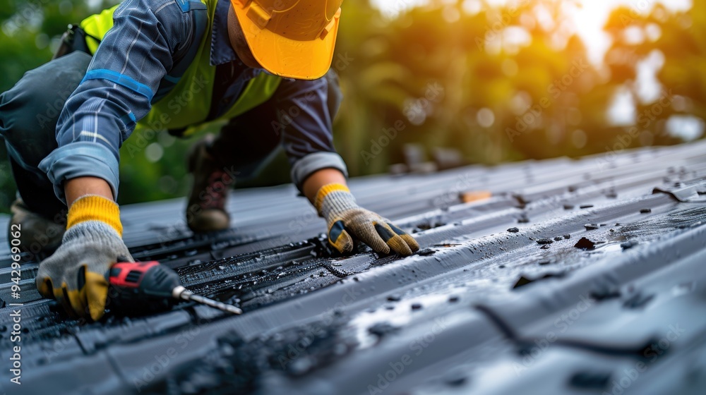 Dedicated Roofer Focused on Installing a Durable Roof Under the Sunlight Dedicated Roofer Focused on Installing a Durable Roof Under the Sunlight