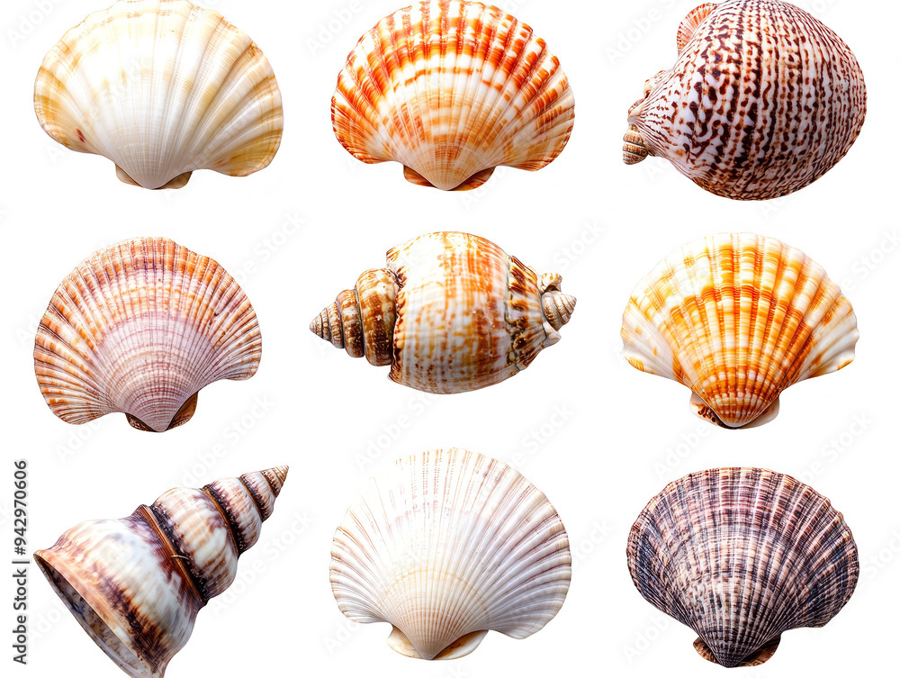 Collection of seashells isolated transparent background Collection of seashells isolated transparent background