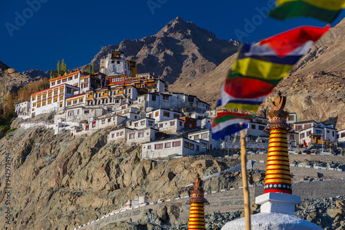 Early morning sun rays falling on Diskit Gompa in Nubra valley, Ladakh India on 18 July 2024.