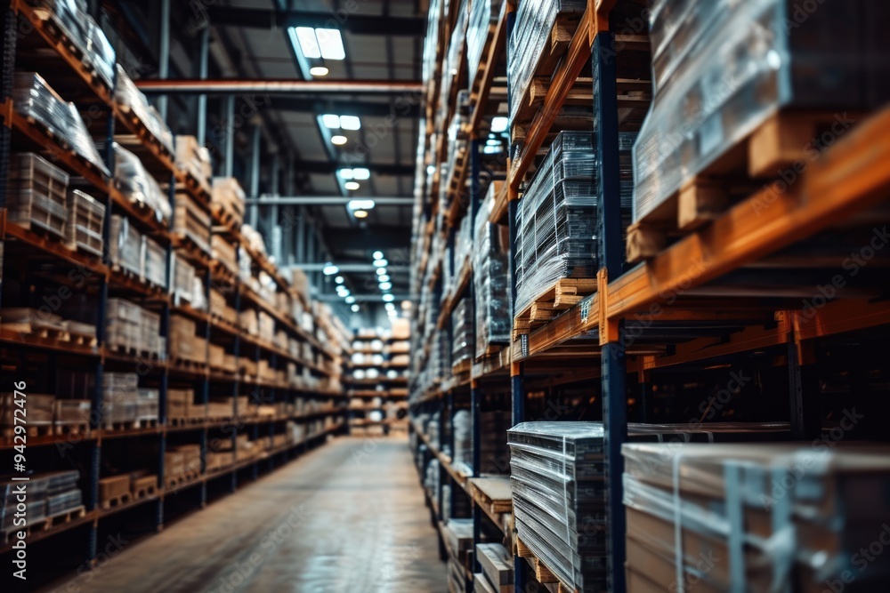 Fototapeta premium Aluminum Profile Warehouse: Storing Construction Materials for the Manufacturing Industry