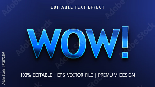 Wow text style. 3d sticker for sales and promotions. High quality 3D vector graphics
